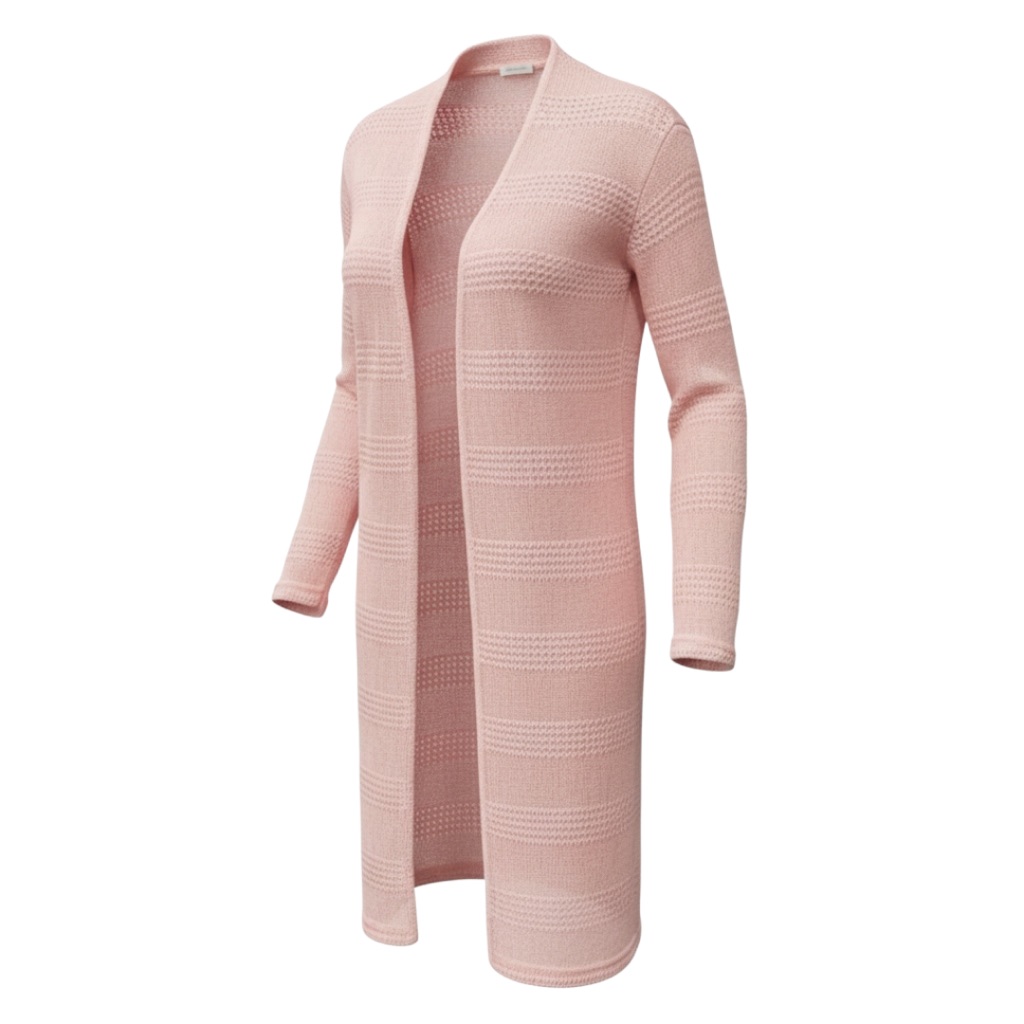 Cozy Pink Open-Front Cardigan Sweater-Large